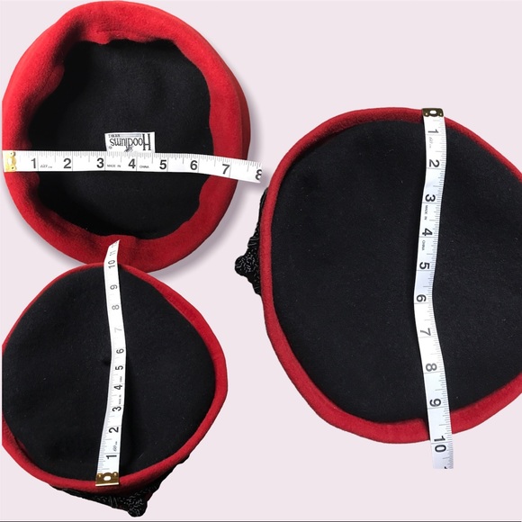 Hoodlums LTD pillbox / cloche hat. Red and black wool felt floppy hat - Picture 4 of 5